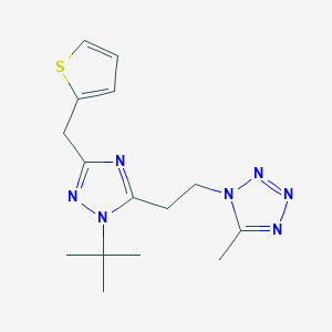 molecular formula C15H21N7S B5617753 1-{2-[1-tert-butyl-3-(2-thienylmethyl)-1H-1,2,4-triazol-5-yl]ethyl}-5-methyl-1H-tetrazole 