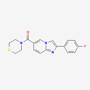 molecular formula C18H16FN3OS B5617769 2-(4-fluorophenyl)-6-(thiomorpholin-4-ylcarbonyl)imidazo[1,2-a]pyridine 