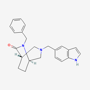 molecular formula C23H25N3O B5617776 (1S*,5R*)-6-benzyl-3-(1H-indol-5-ylmethyl)-3,6-diazabicyclo[3.2.2]nonan-7-one 