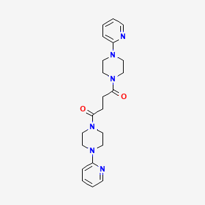 molecular formula C22H28N6O2 B5617789 1,1'-(1,4-dioxo-1,4-butanediyl)bis[4-(2-pyridinyl)piperazine] 