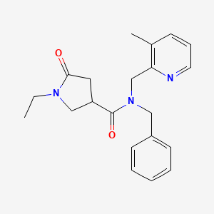 molecular formula C21H25N3O2 B5617836 N-benzyl-1-ethyl-N-[(3-methyl-2-pyridinyl)methyl]-5-oxo-3-pyrrolidinecarboxamide 