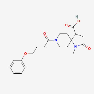molecular formula C20H26N2O5 B5617868 1-methyl-2-oxo-8-(4-phenoxybutanoyl)-1,8-diazaspiro[4.5]decane-4-carboxylic acid 