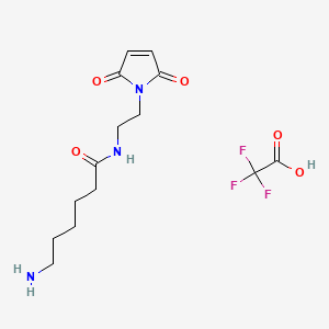 molecular formula C14H20F3N3O5 B561790 N-(2-马来酰亚胺乙基)-6-氨基己酰胺，三氟乙酸盐 CAS No. 1185075-13-1