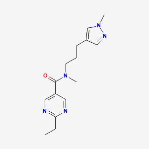 molecular formula C15H21N5O B5617902 2-ethyl-N-methyl-N-[3-(1-methyl-1H-pyrazol-4-yl)propyl]-5-pyrimidinecarboxamide 