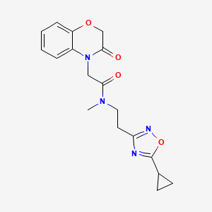 molecular formula C18H20N4O4 B5617910 N-[2-(5-cyclopropyl-1,2,4-oxadiazol-3-yl)ethyl]-N-methyl-2-(3-oxo-2,3-dihydro-4H-1,4-benzoxazin-4-yl)acetamide 