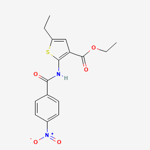 molecular formula C16H16N2O5S B5617922 ethyl 5-ethyl-2-[(4-nitrobenzoyl)amino]-3-thiophenecarboxylate 