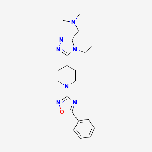 molecular formula C20H27N7O B5617928 ({4-ethyl-5-[1-(5-phenyl-1,2,4-oxadiazol-3-yl)piperidin-4-yl]-4H-1,2,4-triazol-3-yl}methyl)dimethylamine 