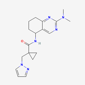 molecular formula C18H24N6O B5617939 N-[2-(dimethylamino)-5,6,7,8-tetrahydroquinazolin-5-yl]-1-(1H-pyrazol-1-ylmethyl)cyclopropanecarboxamide 