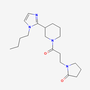 molecular formula C19H30N4O2 B5617955 1-{3-[3-(1-butyl-1H-imidazol-2-yl)piperidin-1-yl]-3-oxopropyl}pyrrolidin-2-one 