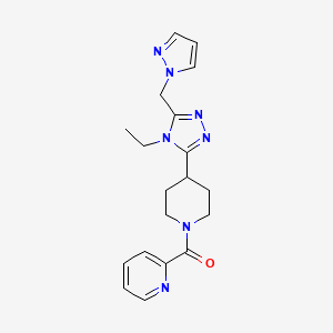 molecular formula C19H23N7O B5617985 2-({4-[4-ethyl-5-(1H-pyrazol-1-ylmethyl)-4H-1,2,4-triazol-3-yl]piperidin-1-yl}carbonyl)pyridine 