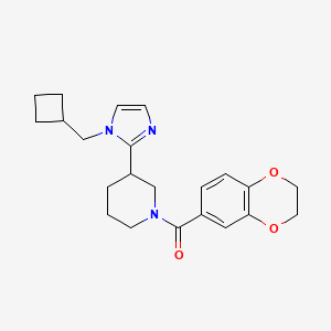 molecular formula C22H27N3O3 B5617998 3-[1-(cyclobutylmethyl)-1H-imidazol-2-yl]-1-(2,3-dihydro-1,4-benzodioxin-6-ylcarbonyl)piperidine 