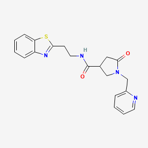 molecular formula C20H20N4O2S B5618019 N-[2-(1,3-benzothiazol-2-yl)ethyl]-5-oxo-1-(2-pyridinylmethyl)-3-pyrrolidinecarboxamide 
