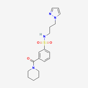molecular formula C18H24N4O3S B5618031 3-(piperidin-1-ylcarbonyl)-N-[3-(1H-pyrazol-1-yl)propyl]benzenesulfonamide 