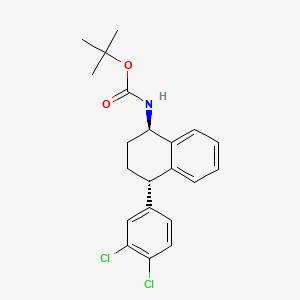 molecular formula C21H23Cl2NO2 B561808 trans-4-(3,4-Dichlorophenyl)-1,2,3,4-tetrahydro-N-boc-1-naphthalenamine CAS No. 1217630-23-3