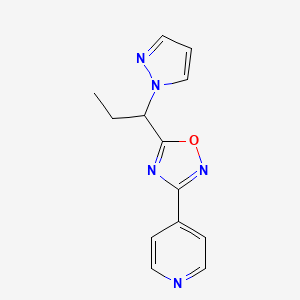 molecular formula C13H13N5O B5618085 4-{5-[1-(1H-pyrazol-1-yl)propyl]-1,2,4-oxadiazol-3-yl}pyridine 