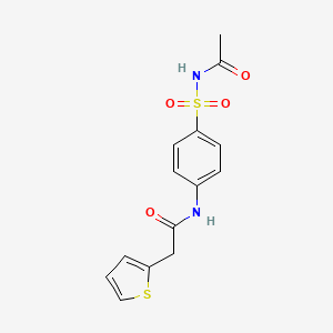 molecular formula C14H14N2O4S2 B5618090 N-{4-[(acetylamino)sulfonyl]phenyl}-2-(2-thienyl)acetamide 