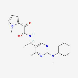 molecular formula C21H29N5O2 B5618114 N-(1-{2-[cyclohexyl(methyl)amino]-4-methylpyrimidin-5-yl}ethyl)-2-(1-methyl-1H-pyrrol-2-yl)-2-oxoacetamide 