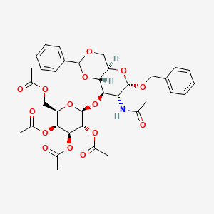 molecular formula C36H43NO15 B561812 [(2R,3S,4S,5R,6R)-6-[[(4Ar,6S,7R,8R,8aS)-7-acetamido-2-phenyl-6-phenylmethoxy-4,4a,6,7,8,8a-hexahydropyrano[3,2-d][1,3]dioxin-8-yl]oxy]-3,4,5-triacetyloxyoxan-2-yl]methyl acetate CAS No. 67313-30-8