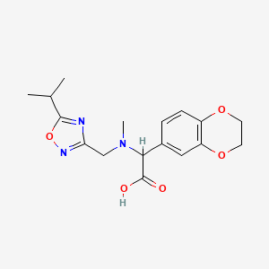 molecular formula C17H21N3O5 B5618131 2,3-dihydro-1,4-benzodioxin-6-yl[[(5-isopropyl-1,2,4-oxadiazol-3-yl)methyl](methyl)amino]acetic acid 