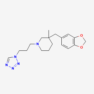 molecular formula C18H25N5O2 B5618141 3-(1,3-benzodioxol-5-ylmethyl)-3-methyl-1-[3-(1H-tetrazol-1-yl)propyl]piperidine 