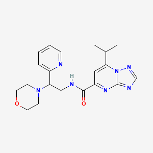 molecular formula C20H25N7O2 B5618151 7-isopropyl-N-[2-(4-morpholinyl)-2-(2-pyridinyl)ethyl][1,2,4]triazolo[1,5-a]pyrimidine-5-carboxamide 