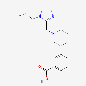 molecular formula C19H25N3O2 B5618168 3-{1-[(1-propyl-1H-imidazol-2-yl)methyl]piperidin-3-yl}benzoic acid 
