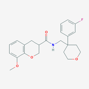 N-{[4-(3-fluorophenyl)tetrahydro-2H-pyran-4-yl]methyl}-8-methoxy-3-chromanecarboxamide