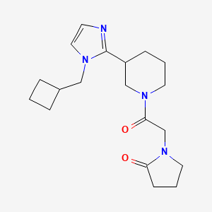 molecular formula C19H28N4O2 B5618223 1-(2-{3-[1-(cyclobutylmethyl)-1H-imidazol-2-yl]-1-piperidinyl}-2-oxoethyl)-2-pyrrolidinone 