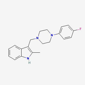 molecular formula C20H22FN3 B5618239 3-{[4-(4-fluorophenyl)-1-piperazinyl]methyl}-2-methyl-1H-indole 