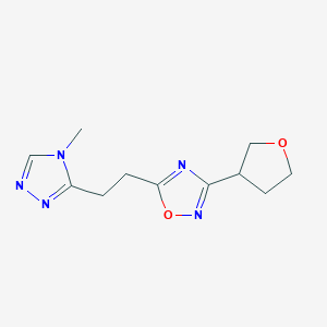 molecular formula C11H15N5O2 B5618255 5-[2-(4-methyl-4H-1,2,4-triazol-3-yl)ethyl]-3-(tetrahydrofuran-3-yl)-1,2,4-oxadiazole 