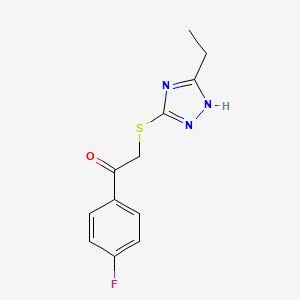 molecular formula C12H12FN3OS B5618271 2-[(5-ethyl-4H-1,2,4-triazol-3-yl)thio]-1-(4-fluorophenyl)ethanone 