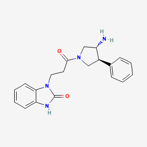 molecular formula C20H22N4O2 B5618325 1-{3-[(3R*,4S*)-3-amino-4-phenylpyrrolidin-1-yl]-3-oxopropyl}-1,3-dihydro-2H-benzimidazol-2-one 