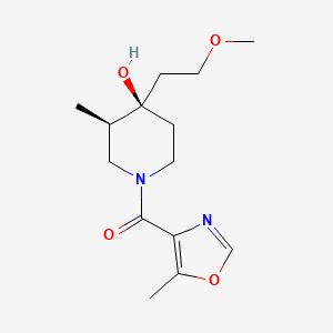 molecular formula C14H22N2O4 B5618347 (3R*,4R*)-4-(2-methoxyethyl)-3-methyl-1-[(5-methyl-1,3-oxazol-4-yl)carbonyl]-4-piperidinol 
