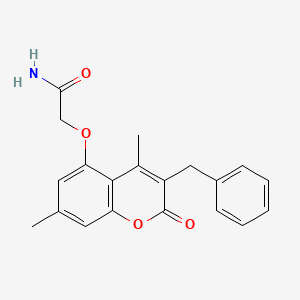 molecular formula C20H19NO4 B5618354 2-[(3-benzyl-4,7-dimethyl-2-oxo-2H-chromen-5-yl)oxy]acetamide 