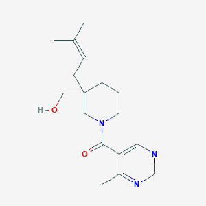 molecular formula C17H25N3O2 B5618379 {3-(3-methyl-2-buten-1-yl)-1-[(4-methyl-5-pyrimidinyl)carbonyl]-3-piperidinyl}methanol 