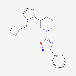 molecular formula C21H25N5O B5618396 3-[1-(cyclobutylmethyl)-1H-imidazol-2-yl]-1-(3-phenyl-1,2,4-oxadiazol-5-yl)piperidine 