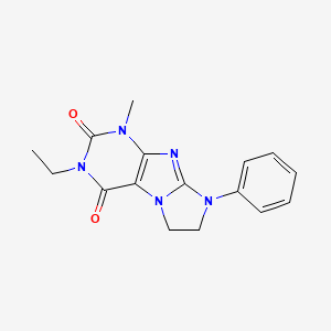 molecular formula C16H17N5O2 B5618405 3-ethyl-1-methyl-8-phenyl-7,8-dihydro-1H-imidazo[2,1-f]purine-2,4(3H,6H)-dione 
