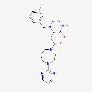 molecular formula C22H27FN6O2 B5618410 4-(3-fluorobenzyl)-3-{2-oxo-2-[4-(2-pyrimidinyl)-1,4-diazepan-1-yl]ethyl}-2-piperazinone 