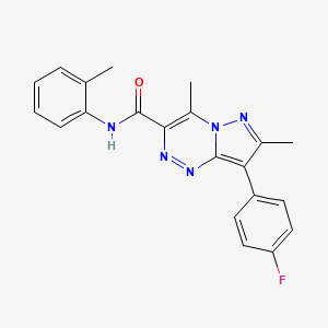 molecular formula C21H18FN5O B5618419 8-(4-fluorophenyl)-4,7-dimethyl-N-(2-methylphenyl)pyrazolo[5,1-c][1,2,4]triazine-3-carboxamide 
