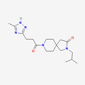 molecular formula C18H29N5O2 B5618425 2-isobutyl-8-[3-(5-methyl-1H-1,2,4-triazol-3-yl)propanoyl]-2,8-diazaspiro[4.5]decan-3-one 