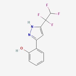 molecular formula C11H8F4N2O B5618452 2-[5-(1,1,2,2-tetrafluoroethyl)-1H-pyrazol-3-yl]phenol 