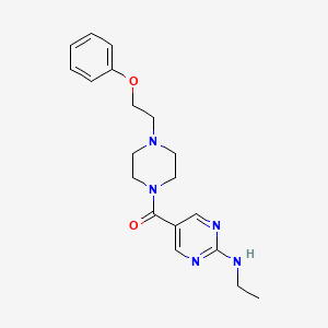 molecular formula C19H25N5O2 B5618463 N-ethyl-5-{[4-(2-phenoxyethyl)-1-piperazinyl]carbonyl}-2-pyrimidinamine 