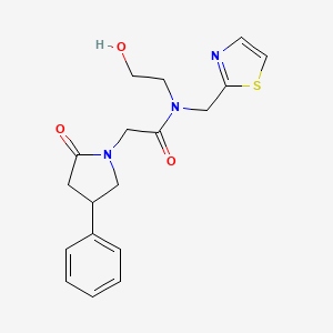 molecular formula C18H21N3O3S B5618487 N-(2-hydroxyethyl)-2-(2-oxo-4-phenylpyrrolidin-1-yl)-N-(1,3-thiazol-2-ylmethyl)acetamide 