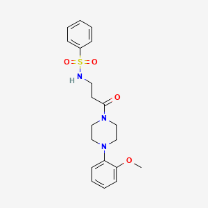 molecular formula C20H25N3O4S B5618493 N-{3-[4-(2-methoxyphenyl)-1-piperazinyl]-3-oxopropyl}benzenesulfonamide 