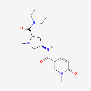 molecular formula C17H26N4O3 B5618518 N-{(3R,5S)-5-[(diethylamino)carbonyl]-1-methylpyrrolidin-3-yl}-1-methyl-6-oxo-1,6-dihydropyridine-3-carboxamide 