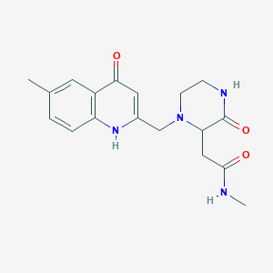 molecular formula C18H22N4O3 B5618526 2-{1-[(4-hydroxy-6-methylquinolin-2-yl)methyl]-3-oxopiperazin-2-yl}-N-methylacetamide 