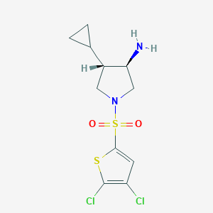 molecular formula C11H14Cl2N2O2S2 B5618538 (3R*,4S*)-4-cyclopropyl-1-[(4,5-dichloro-2-thienyl)sulfonyl]pyrrolidin-3-amine 