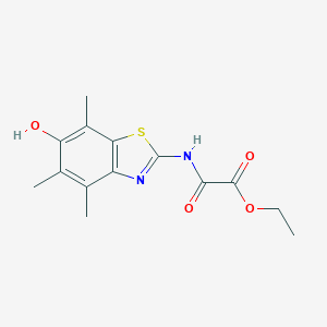 molecular formula C14H16N2O4S B056186 Ethyl [(6-hydroxy-4,5,7-trimethyl-1,3-benzothiazol-2-yl)amino](oxo)acetate CAS No. 120164-72-9