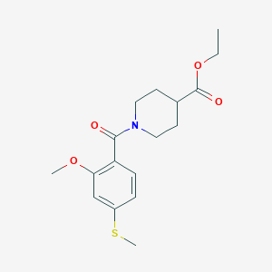 molecular formula C17H23NO4S B5618636 ethyl 1-[2-methoxy-4-(methylthio)benzoyl]-4-piperidinecarboxylate 