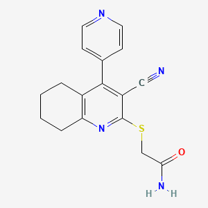 molecular formula C17H16N4OS B5618649 2-{[3-cyano-4-(4-pyridinyl)-5,6,7,8-tetrahydro-2-quinolinyl]thio}acetamide 